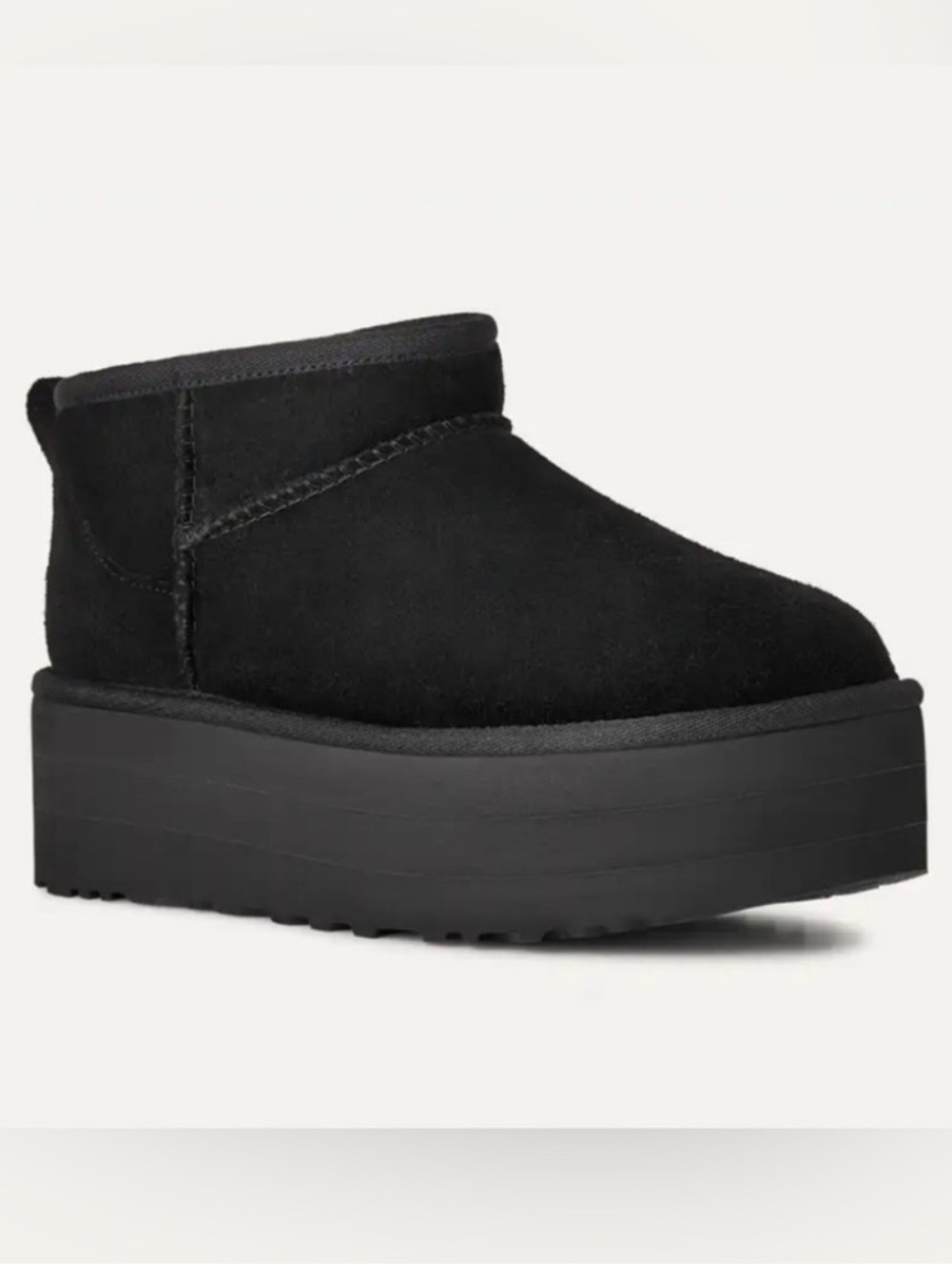 UGG Black Suede Classic Ultra Mini Platform Cozy Ankle Boots 7